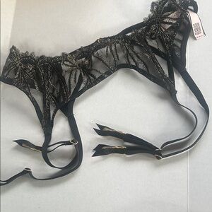 For bundles only - Victoria's Secret mesh / embroidery garter belt Black / Gold